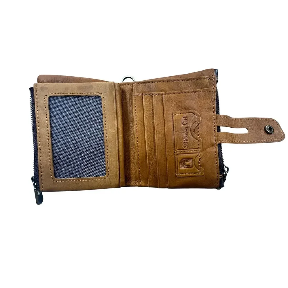 Bill Heart Bifold Wallet Genuine Leather D Ring Zipper Pocket Ombre Western